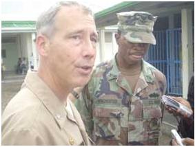 Commodore Thomas Negus faces the press in Berbice