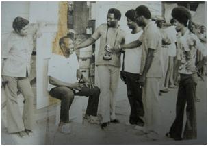 May Day celebrations at Cuffy Square, Linden, in 1979 (Fraser with camera)